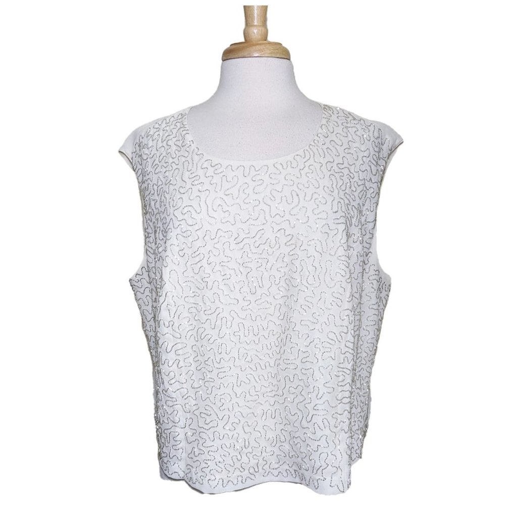 APART IMPRESSIONS White Beaded Sleeveless Top size 20W